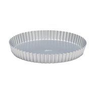 Patisse Silver-Top Flan Tin with Flat Base Nonstick, Silver Grey