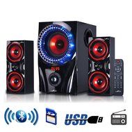 beFree Sound 2.1 Channel Surround Sound Bluetooth Speaker System in Red N2