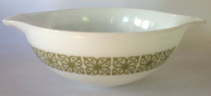 Green Square Flowers Cinderella Bowl, 4 Liter #444, from Pyrex N3