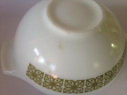 Green Square Flowers Cinderella Bowl, 4 Liter #444, from Pyrex N4