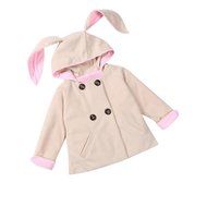 Coat,BeautyVan Baby Kid Girl Winter Clothes Rabbit Ears Jackets Hoody Coat Double Breasted Coat (5T, Beige) N12