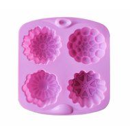 Joyi 4 Cavity Flower Silicone Cake Bread Baking Mold Cake Pan Muffin Cup Chocolate Candy Maker Mold,Ice Cube Tray