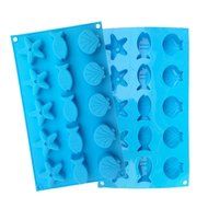 Yunko 15 Cavity Ice Tray Starfish Shell Fish Silicone Mold Style Ice Mold Chocolate Pudding Candy Mold