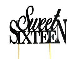 All About Details Black Sweet-sixteen Cake Topper N3