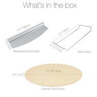 BakeitFun Premium Pizza Baking Set | 13" Ceramic Baking Stone with Chrome Plated Rack and Mezzaluna | Makes a... N3