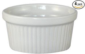 ITI Ceramic Stackable Baking Ramekins / Condiment Sauce Cups with Pan Scraper, Medium / Large, 4-Pack (6 Ounce... N33
