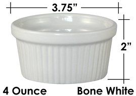 ITI Ceramic Stackable Baking Ramekins / Condiment Sauce Cups with Pan Scraper, Medium / Large, 4-Pack (6 Ounce... N34