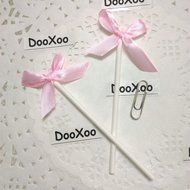 DOOXOO Handmade CakeDecoration 12 Counts Silk Pink Bowknot Party Supplies Cupcake Toppers Pop Sticks
