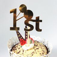 20pcs Baby First 1st Birthday Party Supplies Cupcake Picks Toppers Decoration - Gold N6