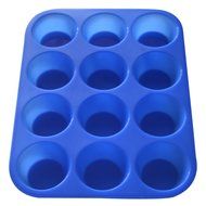 Muffin Pan Silicone and Cupcake Maker 12 Cup Quality Muffin Bake Pan (Blue) N13