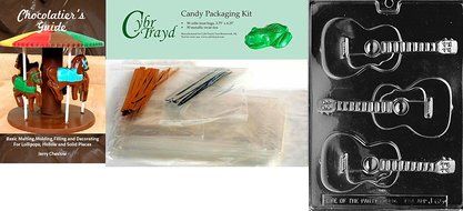 Cybrtrayd J065 Guitar Chocolate Candy Mold with Exclusive Cybrtrayd Copyrighted Chocolate Molding Instructions