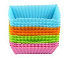 Bakerpan Silicone Mini Cake Holders, Mini Loaf Cup, Rectangle Shape, 12 Pack N2
