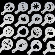GXHUANG 16pcs Coffee Barista Cookies Stencils N4