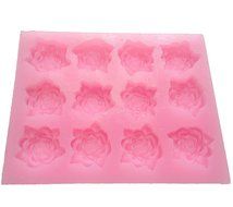Food Grade 12 cavities Bold blossom ROSES with leaves icing silicone mould, non stick sugarcraft Sugar paste,... N2