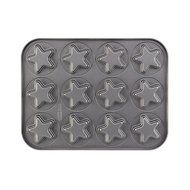 Cake Boss Novelty Nonstick Bakeware 12-Cup Star Molded Cookie Pan, Gray N6