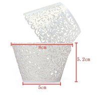 120PCS Classical Lace Cupcake Wrappers Laser Cut Wedding Decorations Wraps(Blue) N11