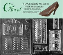 Cybrtrayd M008AB Chocolate Candy Mold, Includes 3D Chocolate Molds Instructions and 2-Mold Kit, House and Accessories