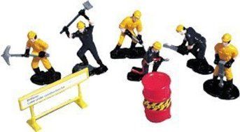 Cakesupplyshop Item#7658Y - 8 Pc 2" Construction Workers Under Construction Cake Topper Decoration Set
