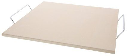 Pizza Stone - Juvale Ceramic Pizza Grill Squared Stone With Handles- 14" x 15" x .5" N2