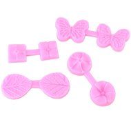 4 Pcs Leaf Butterfly Four petal Cherry Blossom Silicone Fondant Cake Mold Embossing flower Chocolate Icing Candy... N4