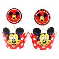 BETOP HOUSE Set of 1 Dozen Pinky Minnie Mouse White Dot Cupcake Wrappers Toppers Kit for Kids Birthday Party Baby... N4