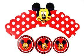 BETOP HOUSE Set of 1 Dozen Pinky Minnie Mouse White Dot Cupcake Wrappers Toppers Kit for Kids Birthday Party Baby... N5