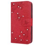 Galaxy Core Prime Wallet Case,PHEZEN Serect Garden Butterfly Flower Inlaid Shiny Glitter Diamond Pu Leather Flip... N15