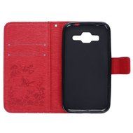 Galaxy Core Prime Wallet Case,PHEZEN Serect Garden Butterfly Flower Inlaid Shiny Glitter Diamond Pu Leather Flip... N16