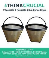 2 Cuisinart GTF-4 GTF4 Gold Tone Washable &amp; Reusable Coffee Filter for Cuisinart 4-Cup Coffeemakers, Designed... N3