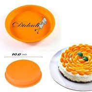 DiDaDi Light Orange Silicone Cake Mold Pan, Round Cake Baking Pans, Non-Stick Bakeware N2