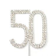 Cosmos &reg; Rhinestone Crystal Silver Number 50 Birthday 50th Anniversary Cake Topper