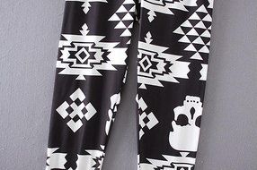 PHOTNO Casual Women Lady Skinny Geometric Print Stretchy Jegging Pants Slim Leggings N74