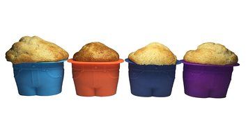 Win&amp;Co The Muffin Family Silicone Baking Cups Set of 8 Jean Shaped Silicone Bake Cups Create a Hilarious "Muffin... N2