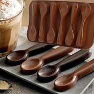 Delight eShop Silicone Baking Mould Spoon Design Chocolate Cake Biscuit Candy Jelly Soap Mold N7