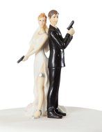 Super Sexy Spy Wedding Bride and Groom Cake Topper Figurine