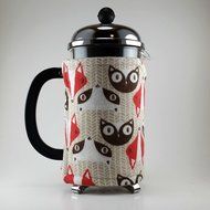 Fox Themed French Press Cozy, 8 cup Insulated Coffee Accessory, Cafetiere Cosy, Coffee Pot Wrap N3