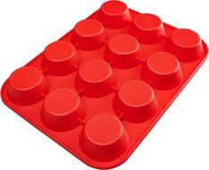 BakeMaster Silicone Muffin Pan Silicone Cupcake Pan 100% Food Grade Silicone Quiche Pan BPA free Non stick Red... N7