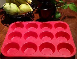 BakeMaster Silicone Muffin Pan Silicone Cupcake Pan 100% Food Grade Silicone Quiche Pan BPA free Non stick Red... N8