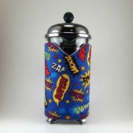 French Press Cozy Cover, 8 cup, Comic Book Theme, Geeky Coffee Accessory N2