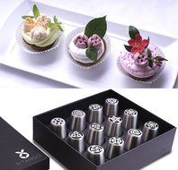 DIY Russian Piping Tips - 12 Pcs Set for buttercream frosting - Cake Decorating Supplies - Stainless Steel Large... N7