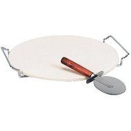 12" Heavy Duty Oven Round Pizza Stone with Wire Rack, Beige