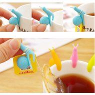 HuntGold 5Pcs Snail Shape Silicone Tea Bag Holder Cup Candy Colors Gift Set Tea Makers N4