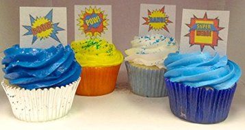 CakeSupplyShop Item#24511 24pk Boys&#039;s Super Hero Theme Edible Cake Decoration Toppers N2