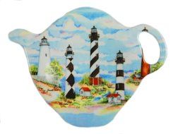 Tea Bag Holder or Caddy Melamine Carolina Lighthouse Design
