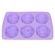 Webake 6-Cavity Rose Shape Silicone Cake Mold, Soap Mold, Bundt Cake Mold (Purple, 1pcs) N2