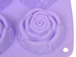 Webake 6-Cavity Rose Shape Silicone Cake Mold, Soap Mold, Bundt Cake Mold (Purple, 1pcs) N3
