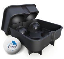 Silicone Ice Ball Maker Mold Flexible Ice Tray Makes 4 Round 4X4.5 CM Ice Cube Balls by Chuzy Chef&reg; N5