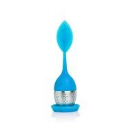 TEA DUNKERS Silicone Leaf Handle and Drip Tray Loose Leaf Long Handled Tea Infuser Strainers BLUE N4