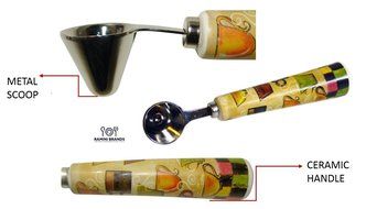 Coffee Scoop With Ceramic Handle - Bonus Coffee and Tea Recipes - Cone Shaped Scooper - Gift Boxed Kitchen Accessory... N9