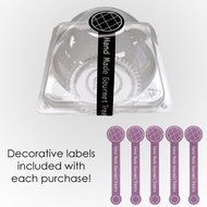 Clear Small Cupcake Plastic Pod BPA-Free Containers Secure Closure Box + Decorative Labels Gift (100/Pack)